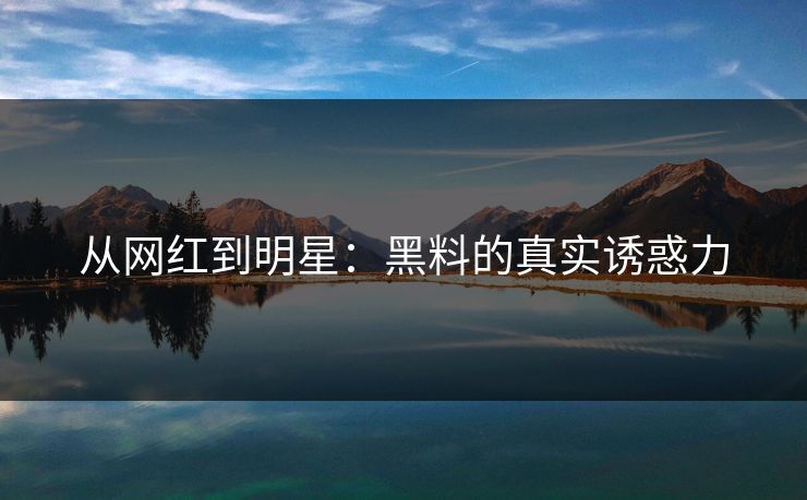 从网红到明星:黑料的真实诱惑力 从网红到明星:黑料的真实诱惑力