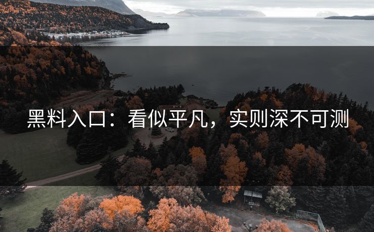 黑料入口：看似平凡，实则深不可测